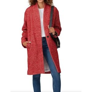IRO Womens Irina Trench Coat Size 36 US 4 Red Wool Alpaca Longline Chic Parisian